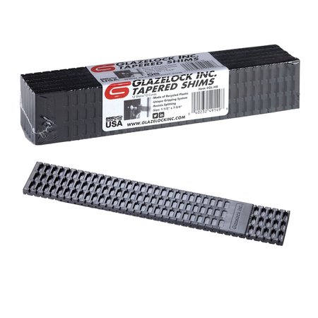 GLAZELOCK 1-1/2" x 7-3/4" Tapered Wedge Shims Black (12 Count), Case of 24 Boxes GL-H8